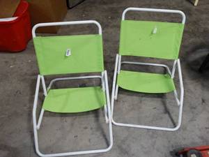 lot 37633 image: Two Lime Green Folding Chairs