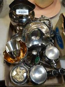 lot 37679 image: Large Lot of Silver Plated Serving Pieces - Including S&P Shakers