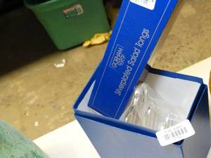 lot 37700 image: Silver Plate Salad Tongs & Divider - NIB