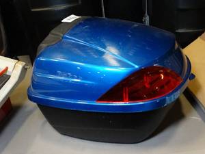 lot 37712 image: Motorcycle or Moped Tail Box for Storage - Bright Blue with Reflector Lights