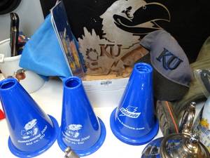 lot 37730 image: KU Fan Lot - License Plate Covers - Cones - Ball Cap (7 14) and more