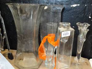 lot 37737 image: Variety of Clear Glass Vases