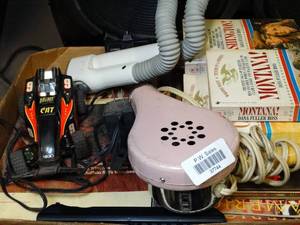 lot 37744 image: Gun Books, remote control car, vintage hair dryer & misc items