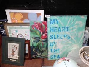 lot 37762 image: Large Lot of Wall Art - Modern Word Wall Decor, Girls Room Pictures