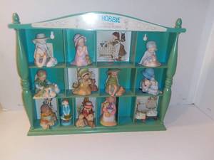 lot 3037 image: Holly Hobbies Porcelain Miniatures With Mountable Plastic Shelf