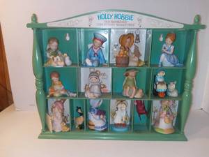 lot 3038 image: Holly Hobbies Porcelain Miniatures With Mountable Plastic Shelf