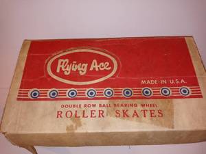 lot 3152 image: Pair of Flying Ace double row ball bearing vintage roller skates