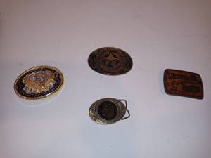 lot 3160 image: Lot 4 cool belt buckles Winchester repeating and the state of Texas