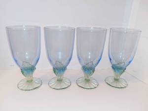 lot 4113 image: Set of 4 Bormioli Rocco Bahia BlueGreen Glasses
