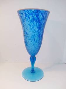 lot 4116 image: Large Hand Blown Blue Glass Vase