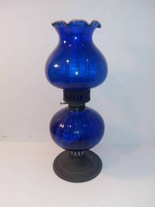 lot 4121 image: Cobalt Blue Oil Lamp
