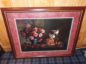 lot 4207 image: Doves and Flowers Art