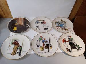 lot 3181 image: Lot 06 Norman Rockwell large artist drawing decorative plates