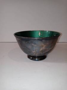 lot 3197 image: Towle Silversmiths green precious enamel and silver plated bowl