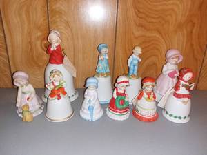 lot 4234 image: Lot of 10 Holly Hobbie Porcelain Bells