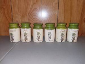 lot 4235 image: 6 Holly Hobbie Salt and Pepper Shakers