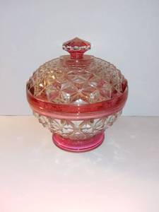 lot 4237 image: Indiana Glass Cranberry Candy Dish