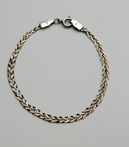 lot 128 image: 7 925 Italy Tri-Color Bracelet - 2.7g