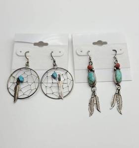 lot 129 image: (2) Pairs of 925 Silver Navajo Earrings