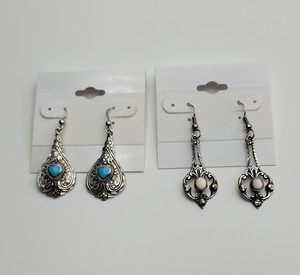 lot 131 image: (2) Pairs of Sterling Silver Navajo Earrings