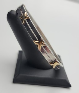 lot 137 image: 925 Sterling Silver 14k Gold Triple X Bangle Bracelet