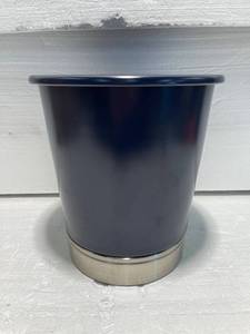lot 7848 image: INTERDESIGN INC WASTE CAN-METAL-NAVY & CHROME 9 in Round & 10 in High