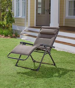 lot 9266 image: Never Rust Aluminum Outdoor Oversized Adjustable Relaxer in Grey