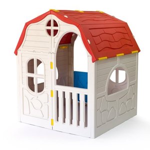 lot 1176 image: Ram Quality Products Kids Cottage Foldable Plastic Toddler Outdoor Playhouse