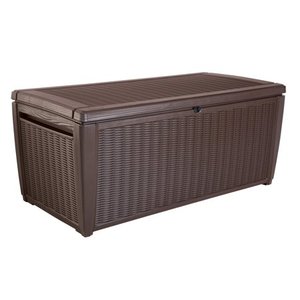 lot 1183 image: Keter Sumatra 135 Gallon Rattan Style Deck Box