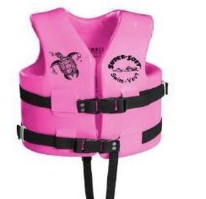 lot 1200 image: TRC Recreation Super Soft USCG Childs Vinyl-Coated Foam Swim Vest, X Small, Pink