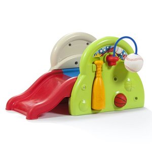 lot 1208 image: Step2 Basketball Soccer Baseball Sports Tastic Activity Center w Slide & Steps