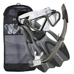 lot 1438 image: U.S. Divers Adult Cozumel Mask, Seabreeze II Snorkel, ProFlex Fins, Gear Bag Set