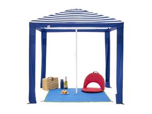 lot 1760 image: SlumberTrek 3049363VMI Maui Outdoor Beach Cabana Patio Umbrella Shelter, Blue