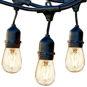 lot 1763 image: Brightech Ambience Pro - Waterproof LED Outdoor String Lights - Hanging, Dimmable 2W Vintage Edison Bulbs - 24 Ft Commercial Grade Patio Lights Create Cafe Ambience in Your Backyard