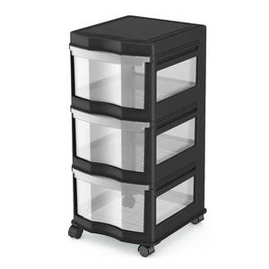 lot 1828 image: Life Story - Classic Standing Plastic Storage Organizer and Drawers - Black