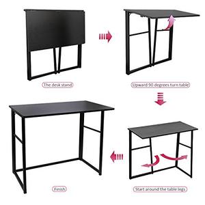 lot 7552 image: Folding Desk, 31.5 No-Assembly Small Computer Desk, Foldable Home Office Desk for Small Space Home Office Writing Study, with 10 Hooks