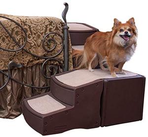 lot 7553 image: Pet Gear Easy Step Bed Stair for CatsDogs with Storage Compartment, Removable Washable Carpet Treads, Space-Saving Multi-Position Design