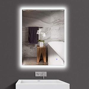 lot 7558 image: Bathroom Mirror with LED Lights Anti-Fog Dimmable Wall Mounted Makeup Vanity Mirror Backlit Frameless Large (115- 32 x 24)