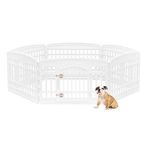 lot 7562 image: IRIS USA 24 6 Panel Exercise Pet Playpen with Door, White