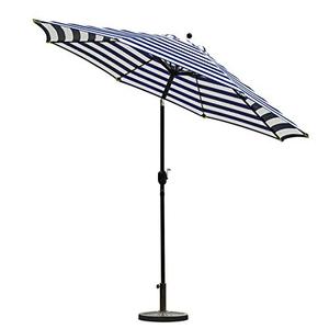 lot 7566 image: Sunnyglade 9 Patio Umbrella Outdoor Table Umbrella with 8 Sturdy Ribs (Blue and White)