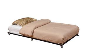 lot 7569 image: 2K Furniture Designs - Twin Size Black Metal Roll Out Trundle Bed Frame for Daybed
