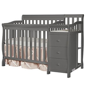 lot 7571 image: Dream On Me Jayden 4-in-1 Mini Convertible Crib And Changer in Storm Grey, Greenguard Gold Certified