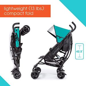 lot 7573 image: Summer 3Dlite Convenience Stroller, Teal - Lightweight Stroller with Aluminum Frame, Large Seat Area, 4 Position Recline, Extra Large Storage Basket - Infant Stroller for Travel and More