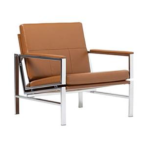 lot 7599 image: Studio Designs Home Modern Atlas Accent Chair for Living Room Bedroom, Bonded Leather, Carmel, 72004