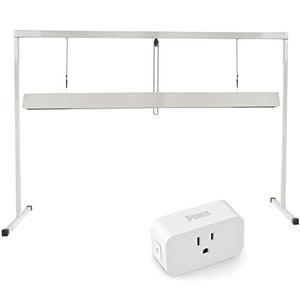 lot 7600 image: iPower GLT5XX4B2TIMESMART15 54WX2 4 Feet 2-Bulb T5 Fluorescent Light Stand Rack for Seed Starting Plant Growing, 6400K Smart Plug Socket Homekit Mini WiFi Outlet Extender Switches, Timer, White