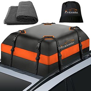 lot 7618 image: Fivklemnz Car Roof Bag Cargo Carrier, 15 Cubic Feet Waterproof Rooftop Cargo Carrier with Anti-Slip Mat  8 Reinforced Straps  4 Door Hooks Suitable for All Vehicle withWithout Rack