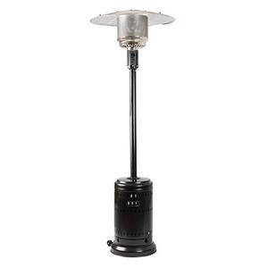 lot 7622 image: Amazon Basics Outdoor Patio Heater with Wheels, Propane 46,000 BTU, Commercial & Residential - Charcoal Gray