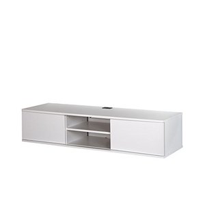 lot 7651 image: South Shore Floating Wall Mounted Media Console, Pure White, 56,