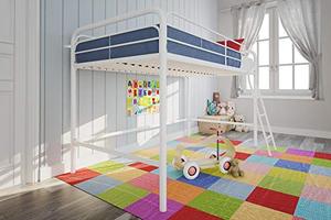 lot 7654 image: DHP Junior Loft Bed Frame With Ladder, White