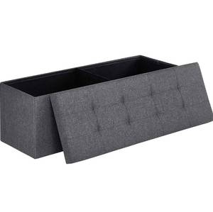 lot 7658 image: SONGMICS Folding Storage Ottoman Bench, Foot Rest, Stool, Storage Chest with Wooden Divider, Holds up to 660 lb, Dark Grey ULSF77K